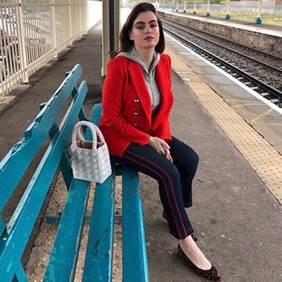 Veronica Beard Red Flame Miller Dickey Jacket Blazer Silver Double Breasted - Picture 10 of 11